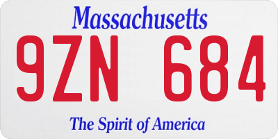 MA license plate 9ZN684