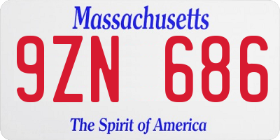 MA license plate 9ZN686