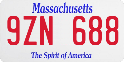 MA license plate 9ZN688