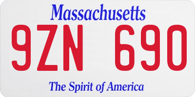 MA license plate 9ZN690