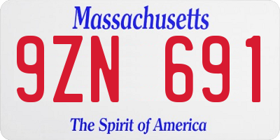 MA license plate 9ZN691