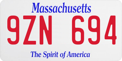 MA license plate 9ZN694