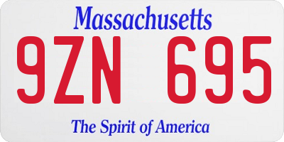 MA license plate 9ZN695