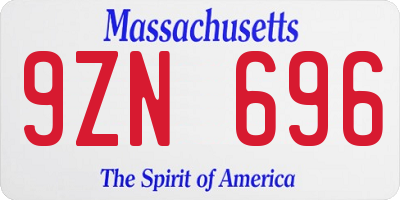 MA license plate 9ZN696