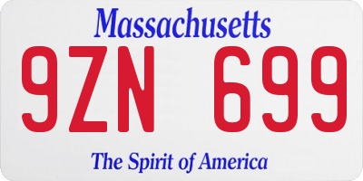 MA license plate 9ZN699