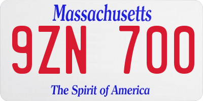 MA license plate 9ZN700