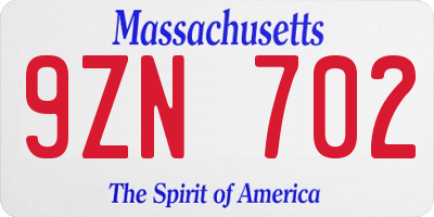 MA license plate 9ZN702