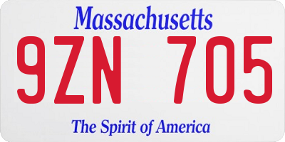 MA license plate 9ZN705