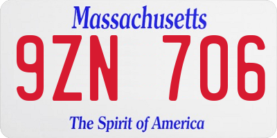 MA license plate 9ZN706