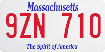 MA license plate 9ZN710