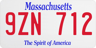 MA license plate 9ZN712