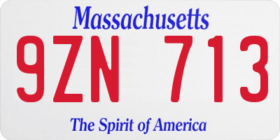 MA license plate 9ZN713