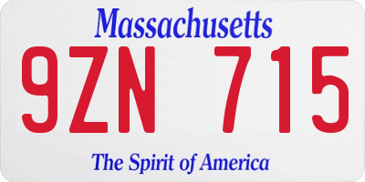 MA license plate 9ZN715