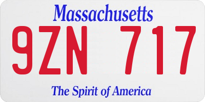 MA license plate 9ZN717