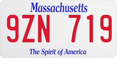MA license plate 9ZN719