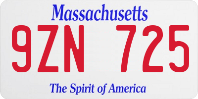 MA license plate 9ZN725
