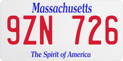 MA license plate 9ZN726