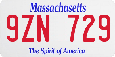 MA license plate 9ZN729