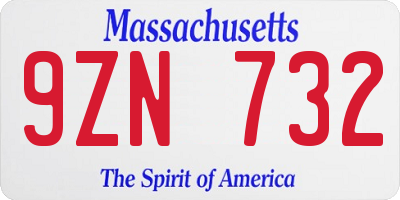 MA license plate 9ZN732