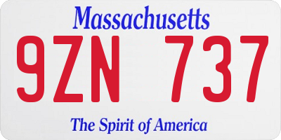 MA license plate 9ZN737