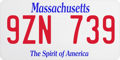 MA license plate 9ZN739