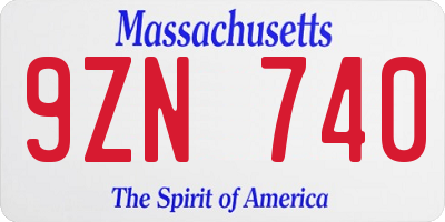 MA license plate 9ZN740