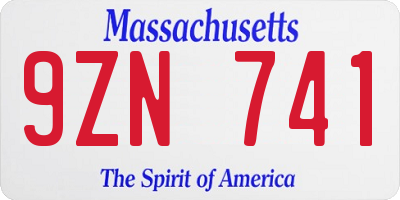 MA license plate 9ZN741