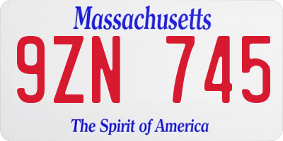 MA license plate 9ZN745