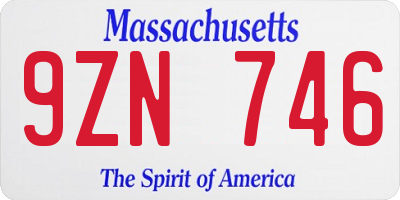 MA license plate 9ZN746