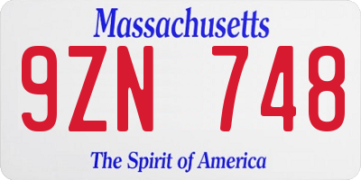 MA license plate 9ZN748