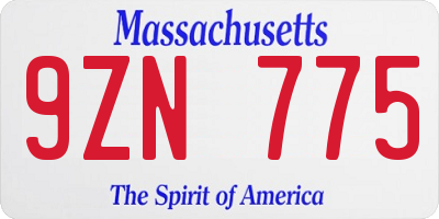 MA license plate 9ZN775