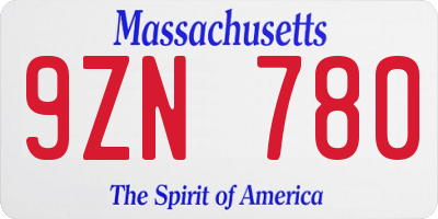 MA license plate 9ZN780