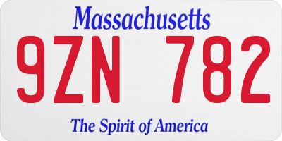 MA license plate 9ZN782
