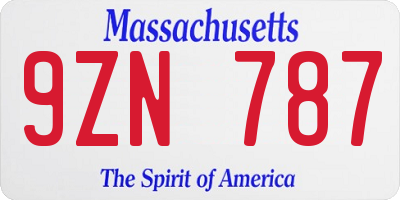 MA license plate 9ZN787