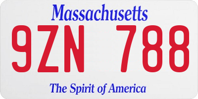 MA license plate 9ZN788