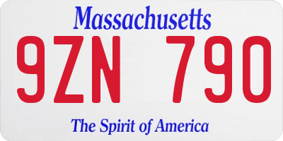 MA license plate 9ZN790