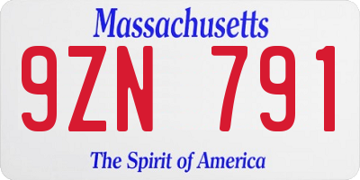MA license plate 9ZN791