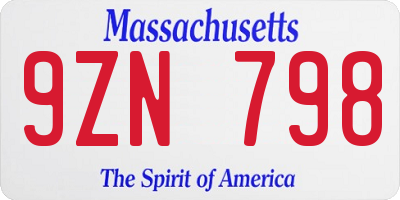 MA license plate 9ZN798