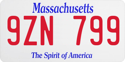 MA license plate 9ZN799