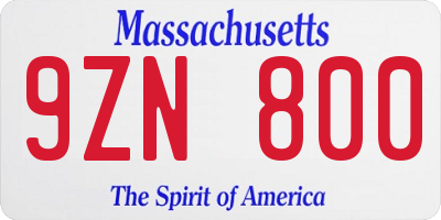 MA license plate 9ZN800