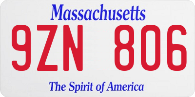 MA license plate 9ZN806