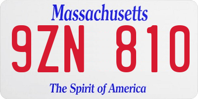 MA license plate 9ZN810