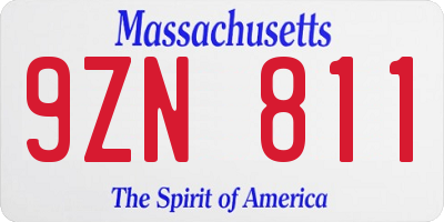 MA license plate 9ZN811