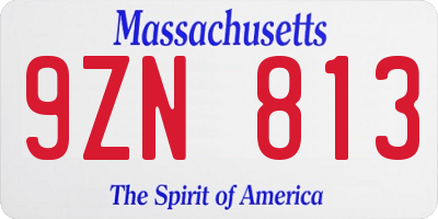 MA license plate 9ZN813