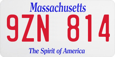 MA license plate 9ZN814