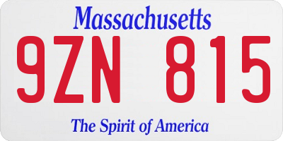 MA license plate 9ZN815