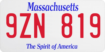 MA license plate 9ZN819