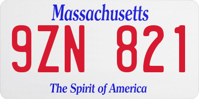 MA license plate 9ZN821