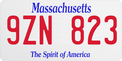 MA license plate 9ZN823