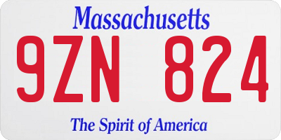 MA license plate 9ZN824